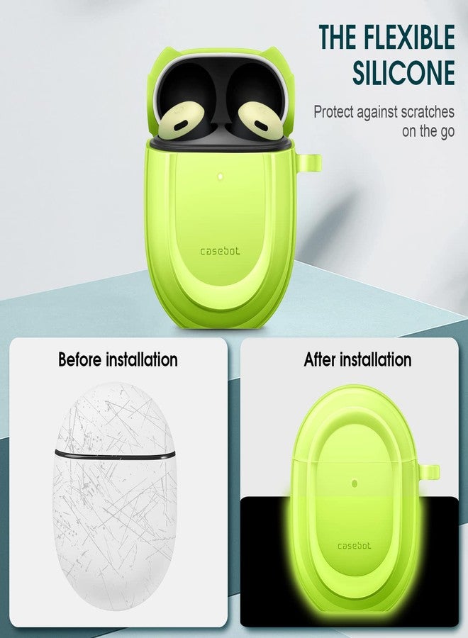 CaseBot Case Cover for Google Pixel Buds Pro 2 (2024) / Google Pixel Buds Pro (2022), Rugged Shield Protective Skin [Front LED Visible], Lime Green Glow in The Dark - Image 3